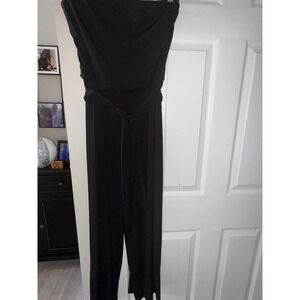 White House Black Market Strapless Jumpsuit with Belt Black Women's S